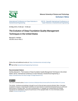 The Evolution of Deep Foundation Quality Management Techniques in the United States