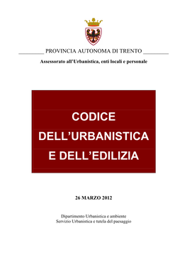 Codice Dell'urbanistica E Dell'edilizia