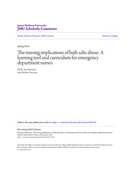 The Nursing Implications of Bath Salts Abuse: a Learning Tool and Curriculum for Emergency