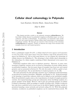 Cellular Sheaf Cohomology in Polymake Arxiv:1612.09526V1