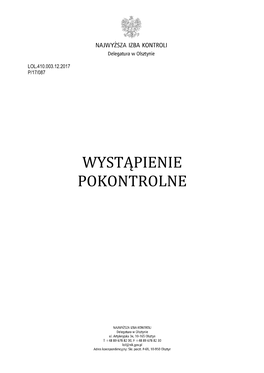 Wystąpienie Pokontrolne