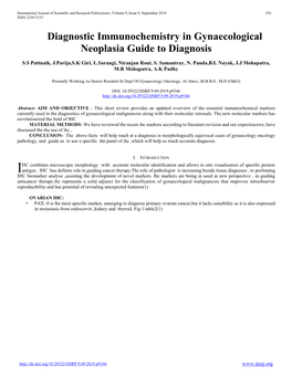 Diagnostic Immunochemistry in Gynaecological Neoplasia Guide to Diagnosis
