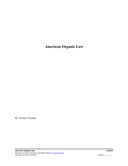 American Organic Law and Government. Form #11.217