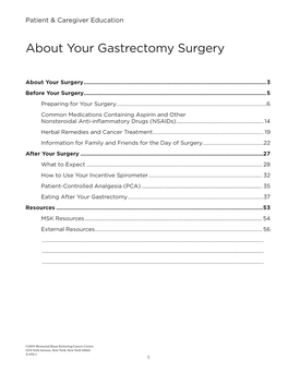 About Your Gastrectomy Surgery