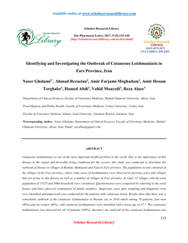 Identifying and Investigating the Outbreak of Cutaneous Leishmaniasis in Fars Province, Iran