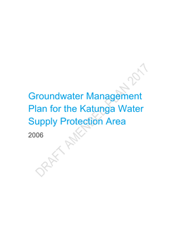 Groundwater Management Plan for the Katunga Water Supply Protection Area 2006