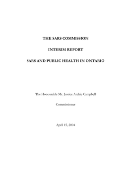 Sars and Public Health in Ontario