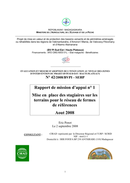 Rapport Mission EP N1 BVPI SEHP Aout 2008