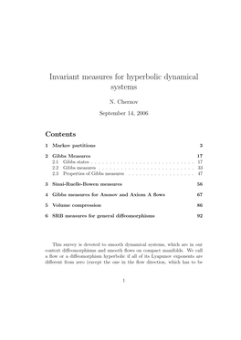 Invariant Measures for Hyperbolic Dynamical Systems