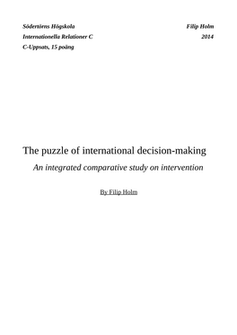 The Puzzle of International Decision-Making an Integrated Comparative Study on Intervention