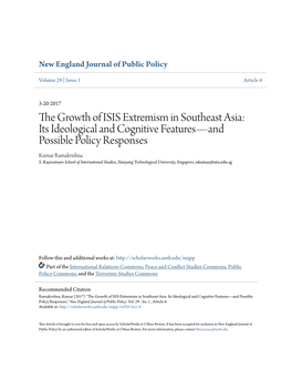 The Growth of ISIS Extremism in Southeast Asia: Its Ideological and Cognitive Features—And Possible Policy Responses Kumar Ramakrishna S