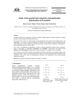 Study of the Partial and Exhaustive Intramolecular Dehydration of D-Sorbitol