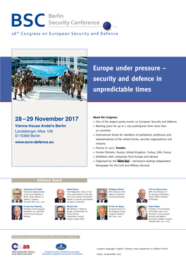 Security and Defence in Unpredictable Times