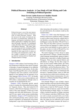 A Case Study of Code Mixing and Code Switching in Political Speeches