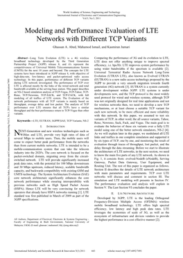 Modeling and Performance Evaluation of LTE Networks with Different TCP Variants Ghassan A