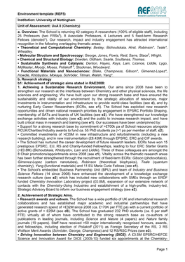 Institution: University of Nottingham Unit of Assessment: Uoa 8 (Chemistry) A