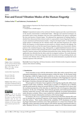 Free and Forced Vibration Modes of the Human Fingertip