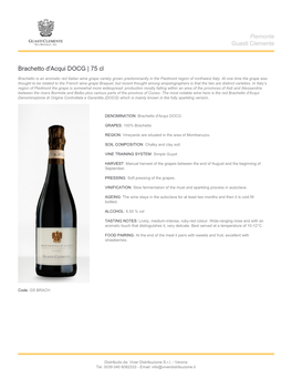 Brachetto D'acqui DOCG | 75 Cl