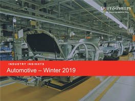 Automotive – Winter 2019 Industry Insights: Automotive – Winter 2019