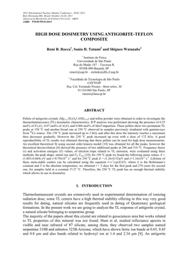 High Dose Dosimetry Using Antigorite-Teflon Composite