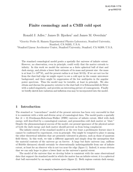 Finite Cosmology and a CMB Cold Spot