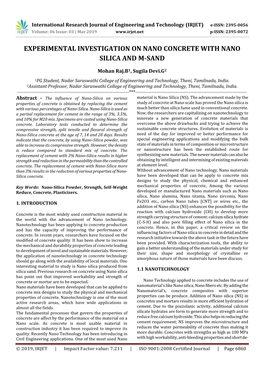 Experimental Investigation on Nano Concrete with Nano Silica and M-Sand