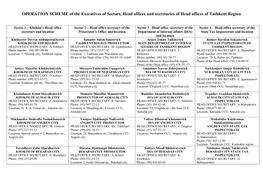 OPERATION SCHEME of the Executives of Sectors, Head Offices and Secretaries of Head Offices of Tashkent Region