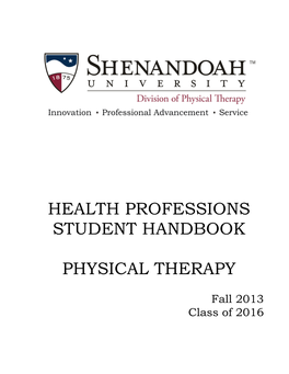 Health Professions Student Handbook Physical Therapy