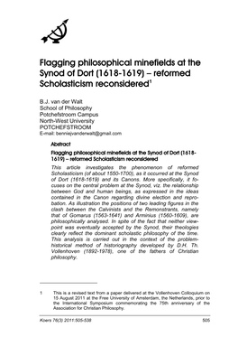 Flagging Philosophical Minefields at the Synod of Dort (1618-1619) – Reformed Scholasticism Reconsidered1