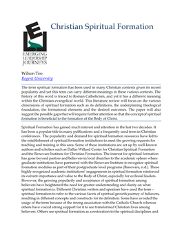 Christian Spiritual Formation