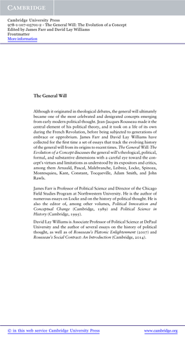 The General Will: the Evolution of a Concept Edited by James Farr and David Lay Williams Frontmatter More Information