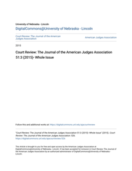 Court Review: the Journal of the American Judges Association American Judges Association