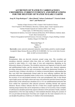 Accretion of Water in Carbonaceous Chondrites: Current Evidence and Implications for the Delivery of Water to Early Earth