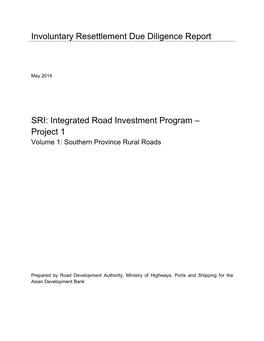 Resettlement Due Diligence Report: Project 1