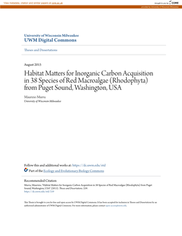 Habitat Matters for Inorganic Carbon Acquisition in 38 Species Of