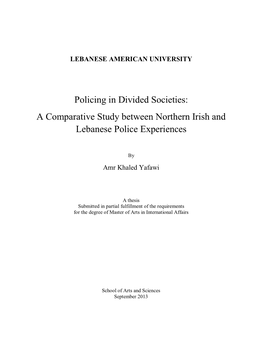 Policing in Divided Societies: a Comparative Study Between Northern Irish and Lebanese Police Experiences