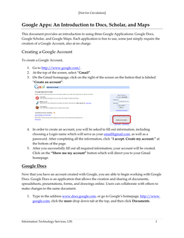 Google Apps: an Introduction to Docs, Scholar, and Maps