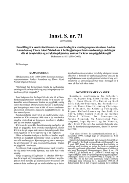 Innst. S. Nr. 71 (1999-2000)