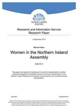 Women in the Northern Ireland Assembly