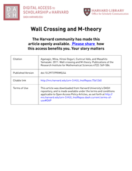 Wall Crossing and M-Theory