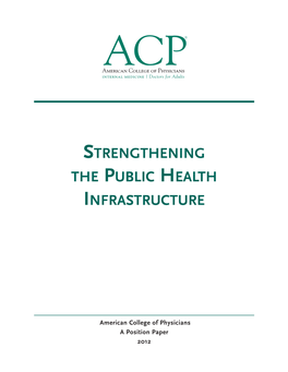 Strengthening the Public Health Infrastructure