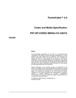 Packetcable™ 2.0 Codec and Media Specification PKT-SP-CODEC