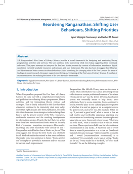 Reordering Ranganathan: Shifting User Behaviours, Shifting Priorities