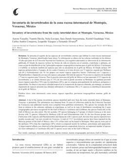 Inventario De Invertebrados De La Zona Rocosa Intermareal De Montepío, Veracruz, México