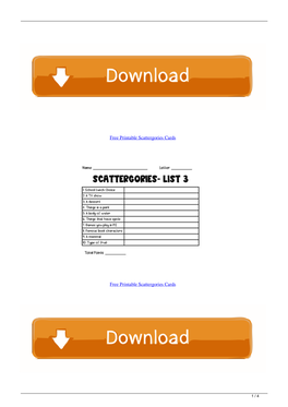 Free Printable Scattergories Cards