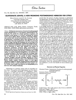 Glufosinate (Ignite): a New Promising Postemergence Herbicide for Citrus