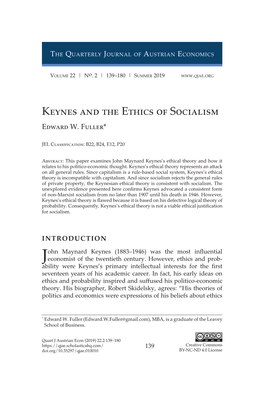 Keynes and the Ethics of Socialism Edward W