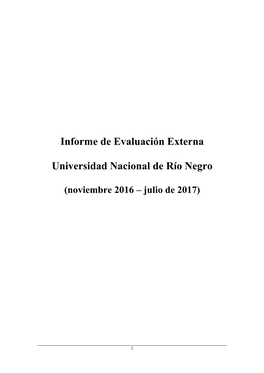 Informe De Evaluación Externa Universidad Nacional De Río Negro