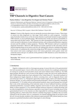 TRP Channels in Digestive Tract Cancers