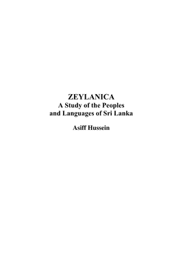 ZEYLANICA a Study of the Peoples and Languages of Sri Lanka